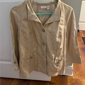 Chicos metallic linen blend jacket
